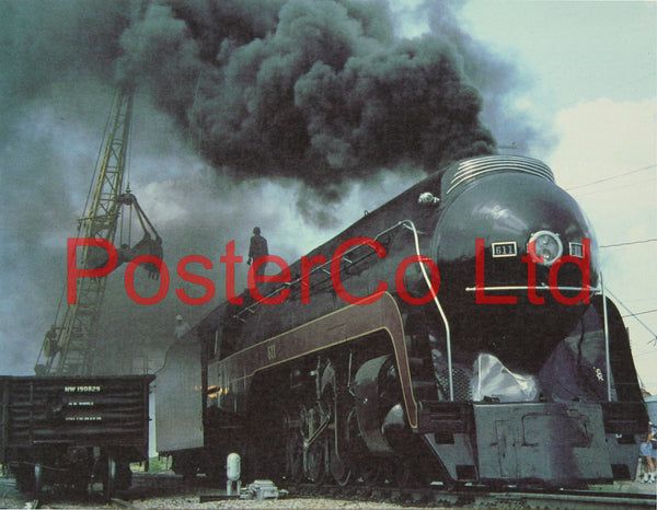 Norfolk and Western 4-8-4 express coaling up Steam Train - Framed Picture - 11"H x 14"W
