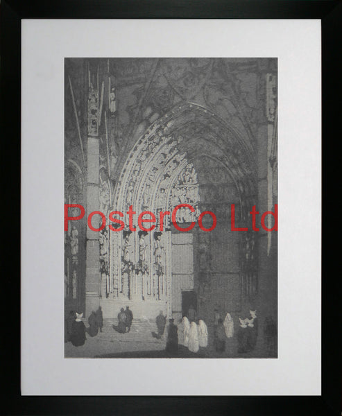 Cathedral Entrance - Anon - (Original Issue) - Framed Painting - 20"H x 16"W